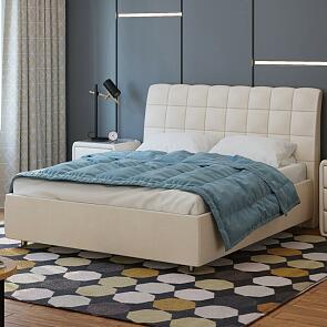 Кровать Volumo велюр ultra песочный 1200x2000, изголовье мягкое