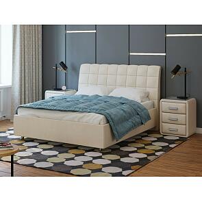 Кровать Volumo велюр ultra песочный 1200x2000, изголовье мягкое