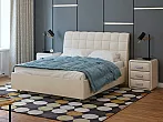 Кровать Volumo велюр ultra песочный без П/М 140x200, без ортопедического основания, изголовье мягкое