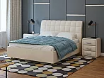 Кровать Volumo велюр ultra песочный без П/М 160x200, без ортопедического основания, изголовье мягкое