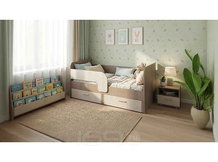 Кровать Юта без обивки коричневый без П/М 800x1600, изголовье жесткое
