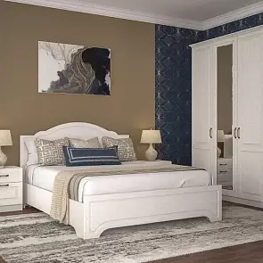 Кровать Ливерпуль без обивки белый, ясень ваниль без П/М 1600x2000, изголовье жесткое
