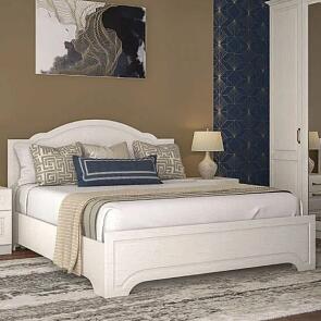 Кровать Ливерпуль без обивки белый, ясень ваниль без подъёмного механизма 1600x2000, без ортопедического основания, изголовье жесткое