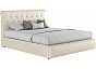 Кровать Амели экокожа белый 1400x2000, изголовье мягкое