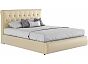 Кровать Амели экокожа бежевый 1400x2000, изголовье мягкое