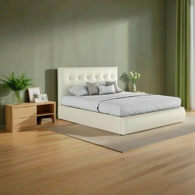 Мягкая интерьерная кровать Селеста 1200 БПМ экокожа Белый 19791₽