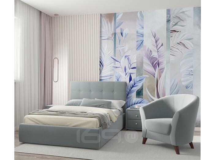 Кровать Селеста велюр серый без П/М 1200x2000, ортопедическое основание, изголовье мягкое
