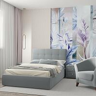 Кровать Селеста велюр серый без подъёмного механизма 1200x2000, ортопедическое основание, изголовье мягкое