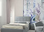 Кровать Селеста велюр серый без П/М 1200x2000, ортопедическое основание, изголовье мягкое