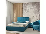 Кровать Селеста велюр синий без П/М 1200x2000, изголовье мягкое