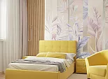 Кровать Селеста велюр желтый без П/М 1200x2000, ортопедическое основание, изголовье мягкое