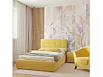 Кровать Селеста велюр желтый без П/М 1200x2000, изголовье мягкое
