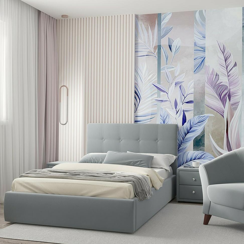 Мягкая интерьерная кровать Селеста 1200 ПМ ткань Серый 21600₽