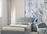 Кровать Селеста велюр серый С П/М 1200x2000, ортопедическое основание, изголовье мягкое