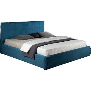 Кровать Селеста велюр синий С П/М 1200x2000, ортопедическое основание, изголовье мягкое
