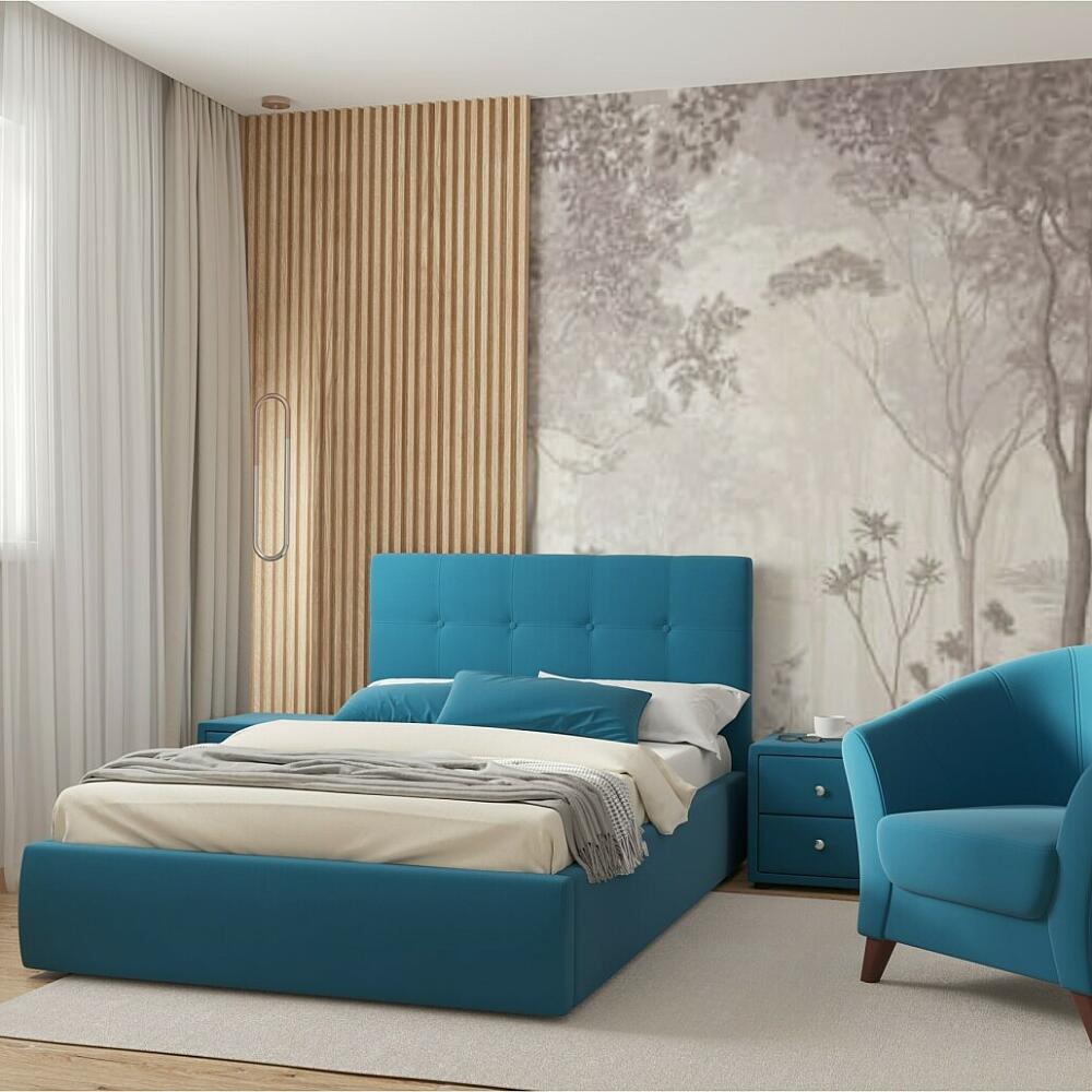 Мягкая интерьерная кровать Селеста 1200 ПМ ткань Синий 22500₽