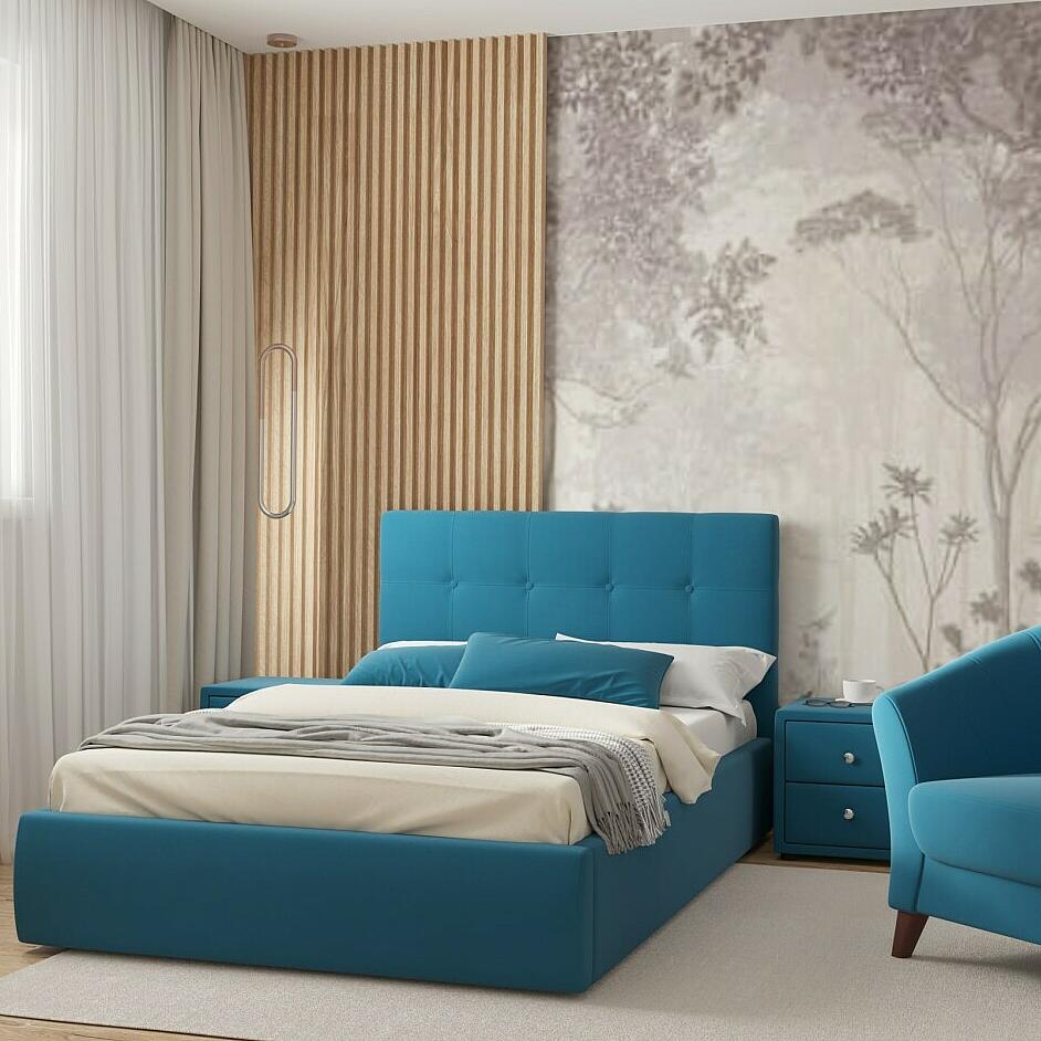 Мягкая интерьерная кровать Селеста 1200 ПМ ткань Синий 21600₽