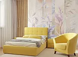 Кровать Селеста велюр желтый С П/М 1200x2000, ортопедическое основание, изголовье мягкое