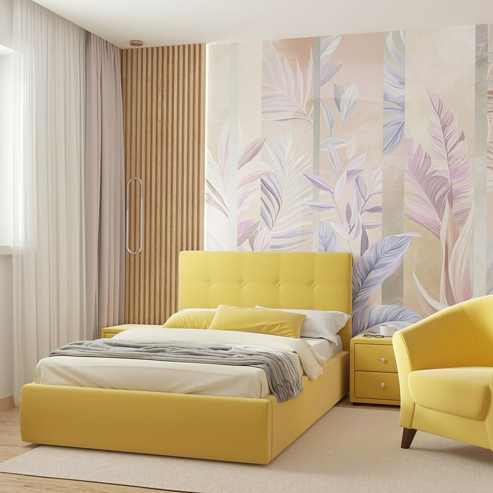 Мягкая интерьерная кровать Селеста 1200 ПМ ткань Желтый 22500₽