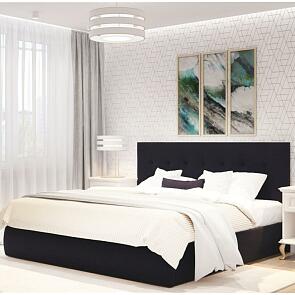 Кровать Селеста велюр черный без П/М 1400x2000, ортопедическое основание, изголовье мягкое