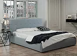 Кровать Селеста велюр серый без П/М 1400x2000, ортопедическое основание, изголовье мягкое