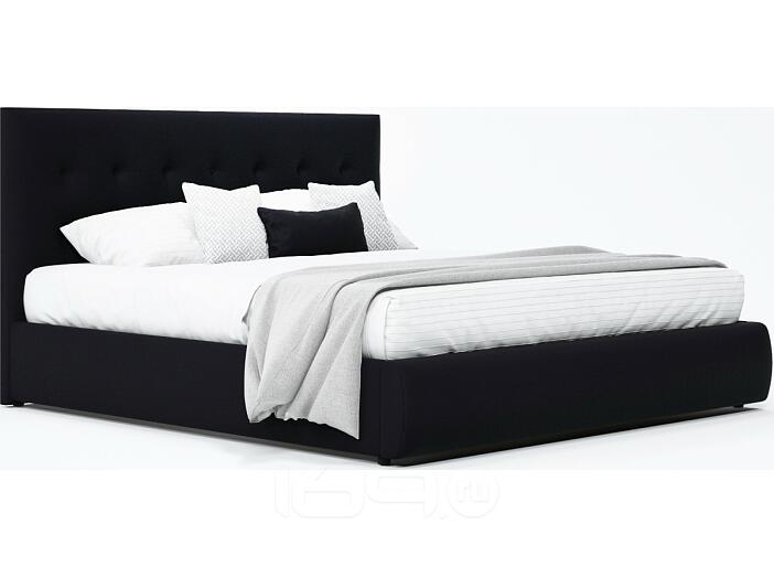 Кровать Селеста велюр черный С П/М 1400x2000, ортопедическое основание, изголовье мягкое