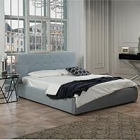 Кровать Селеста велюр серый с подъемным механизмом 1400x2000, ортопедическое основание, изголовье мягкое