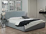 Кровать Селеста велюр серый С П/М 1400x2000, ортопедическое основание, изголовье мягкое