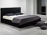 Кровать Селеста велюр черный С П/М 1600x2000, ортопедическое основание, изголовье мягкое