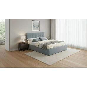 Кровать Селеста велюр серый с подъемным механизмом 1600x2000, ортопедическое основание, изголовье мягкое