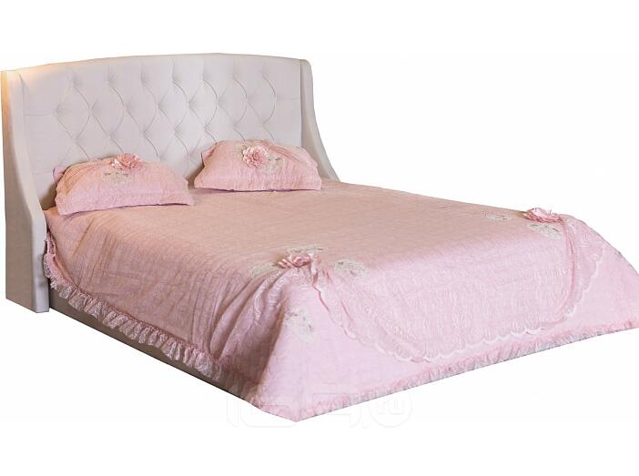 Кровать Stefani велюр бежевый С П/М 1600x2000, изголовье мягкое
