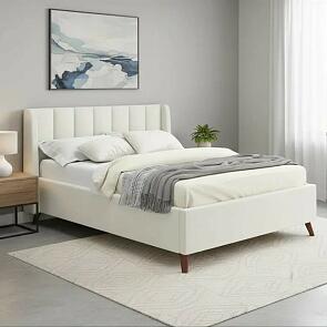 Кровать Betsi велюр бежевый С П/М 1600x2000, изголовье мягкое