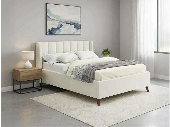 Кровать Betsi велюр бежевый С П/М 1600x2000, ортопедическое основание, изголовье мягкое