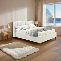 Кровать Betsi велюр бежевый с подъемным механизмом 1600x2000, ортопедическое основание, изголовье мягкое