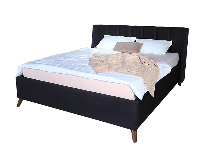 Мягкая кровать Betsi 1600, П/М, ткань, Чёрная