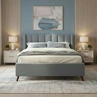 Кровать Betsi велюр серый с подъемным механизмом 1600x2000, ортопедическое основание, изголовье мягкое