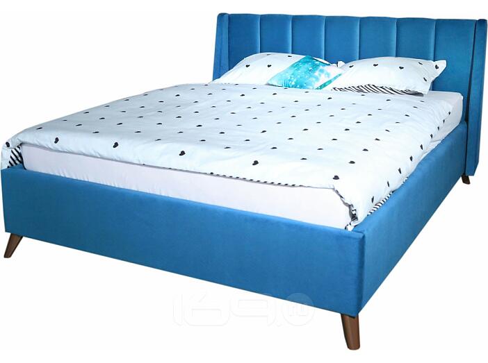 Кровать Betsi велюр синий С П/М 1600x2000, ортопедическое основание, изголовье мягкое