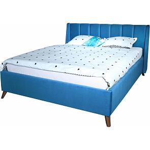 Кровать Betsi велюр синий С П/М 1600x2000, ортопедическое основание, изголовье мягкое