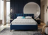 Кровать Betsi велюр синий С П/М 1600x2000, ортопедическое основание, изголовье мягкое