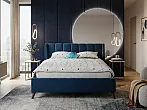 Кровать Betsi велюр синий С П/М 1600x2000, ортопедическое основание, изголовье мягкое