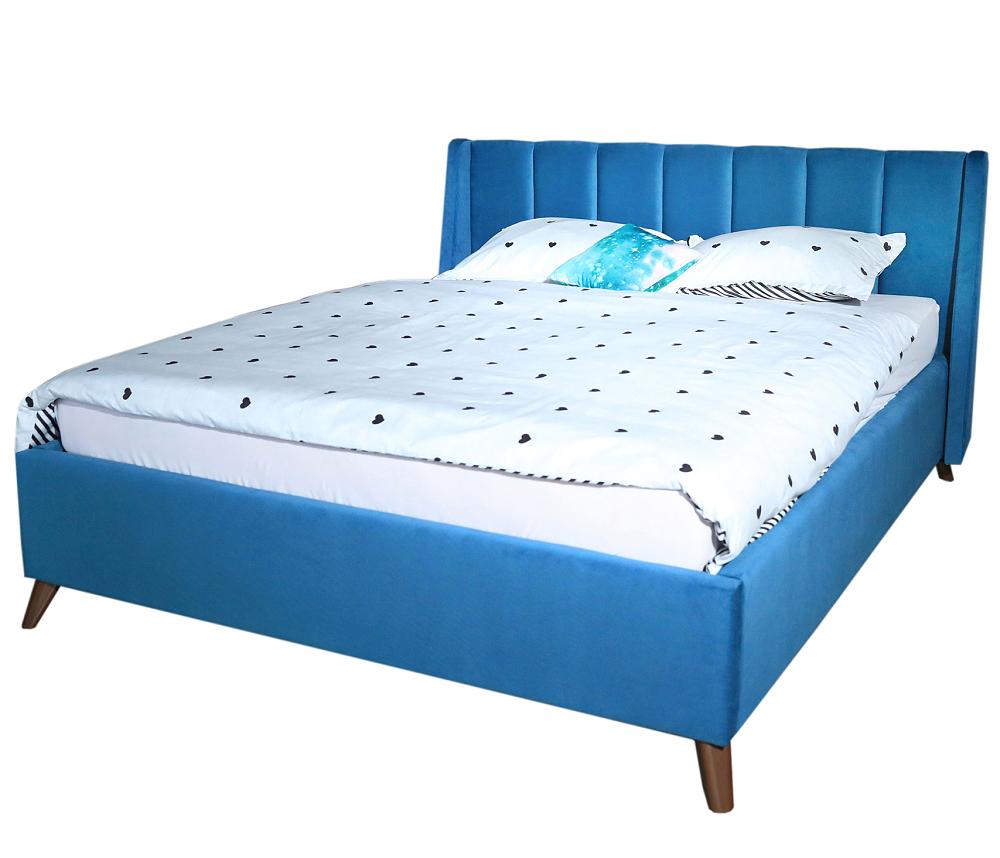 Мягкая кровать Betsi 1600, П/М, ткань, Синий кружевная эластичная ткань