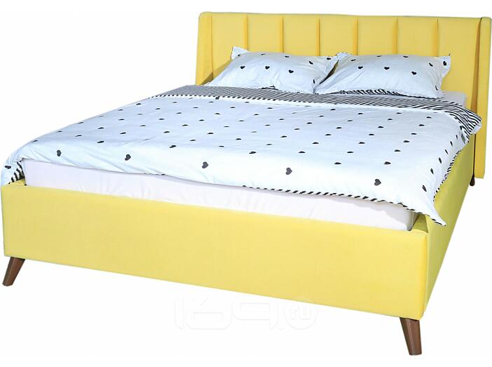 Кровать Betsi велюр жёлтый С П/М 1600x2000, ортопедическое основание, изголовье мягкое