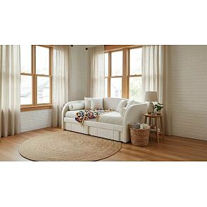 Кровать Elda велюр бежевый без подъёмного механизма 900x2000, изголовье мягкое