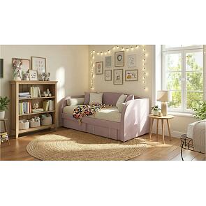 Кровать Elda велюр лиловый без подъёмного механизма 900x2000, изголовье мягкое