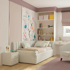 Мягкая кровать Milena 900 беж с ортопедическим основанием