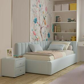 Кровать Milena велюр мята пастель без подъёмного механизма 900x2000, изголовье мягкое