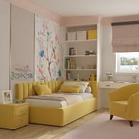 Кровать Milena велюр жёлтый с подъемным механизмом 900x2000, ортопедическое основание, изголовье мягкое