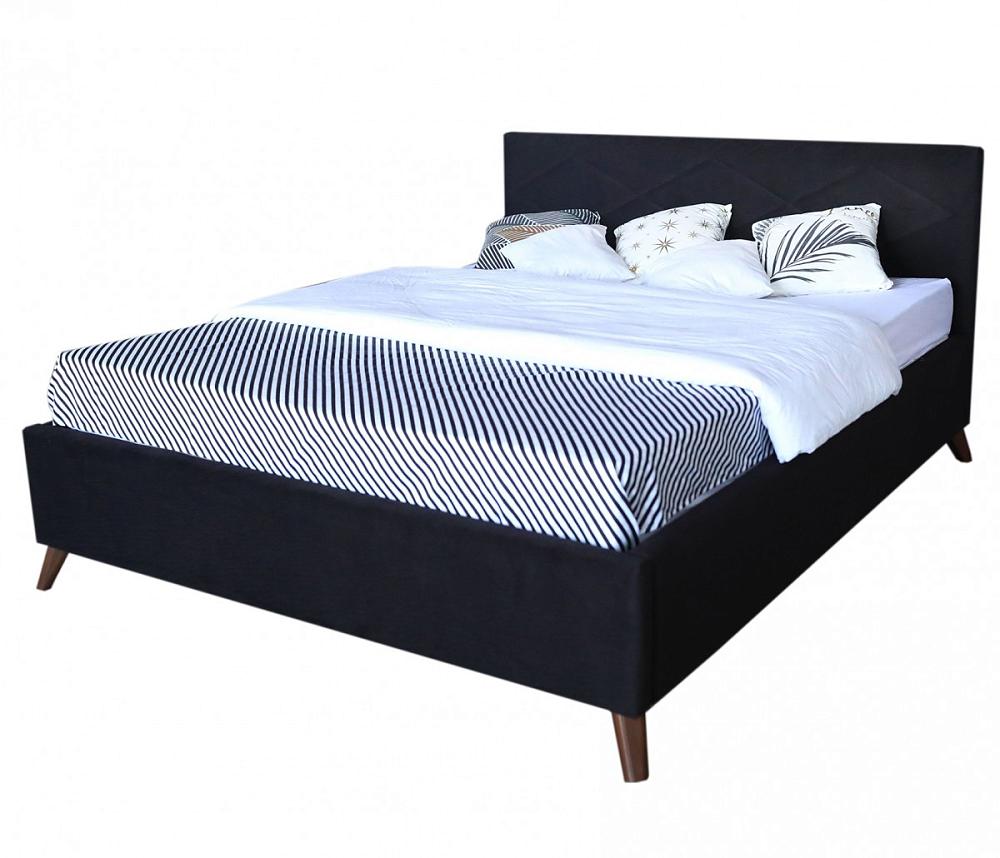 Мягкая кровать Monika БП/М ткань Чёрный 1,6м Браво 80-НМ0281, цвет черный - фото 1