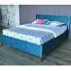 Мягкая кровать Monika 1600,БП/М, ткань, Синий
