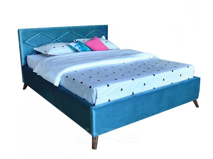 Мягкая кровать Monika 1600,БП/М, ткань, Синий